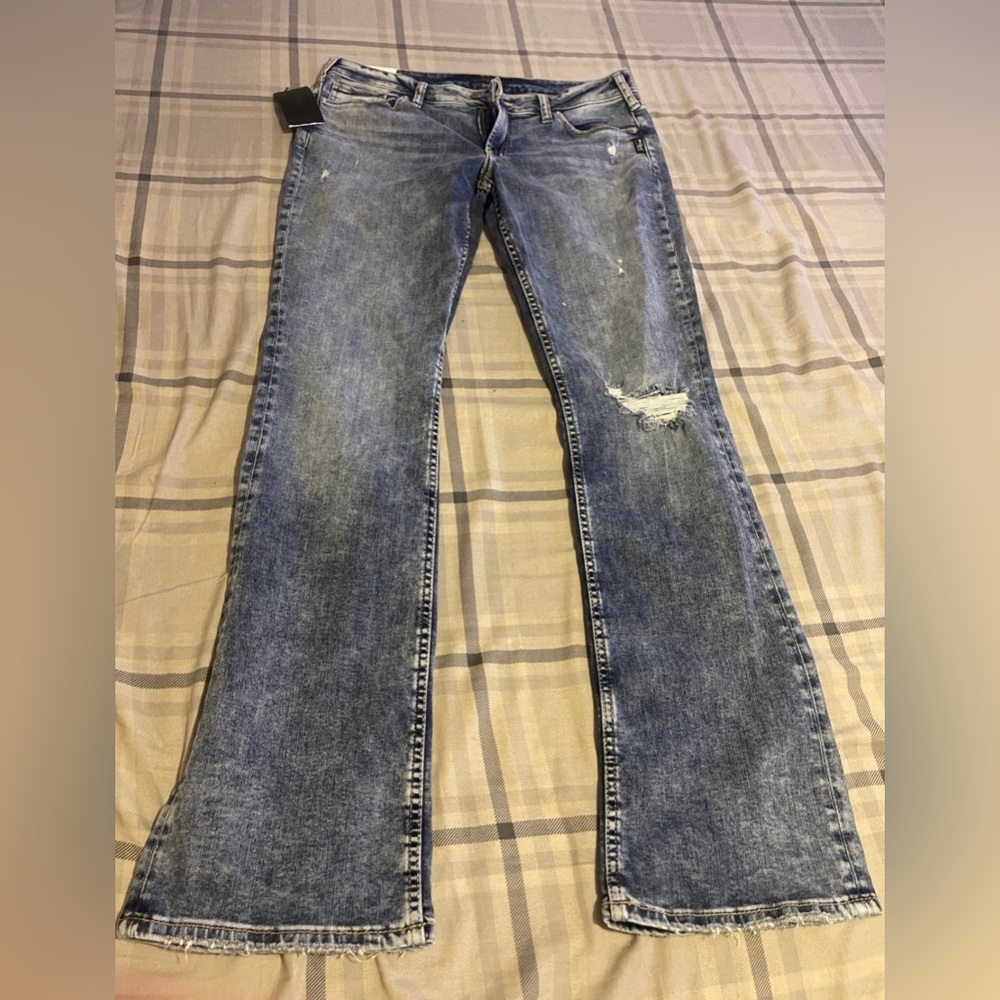 SILVER JEANS Suki Straight Leg Mid Rise Blue Denim Jeans Women's Size 32